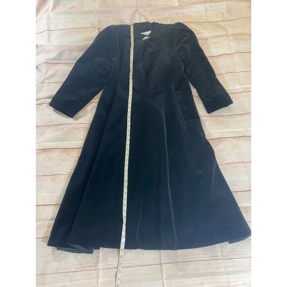 Vintage Cattiva Women's J.L Debal Black Velvet Trench Coat - Med/Large - Picture 7 of 14